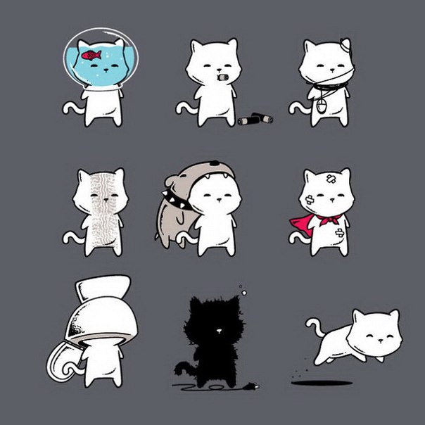 Забавные иллюстрации на тему кошек