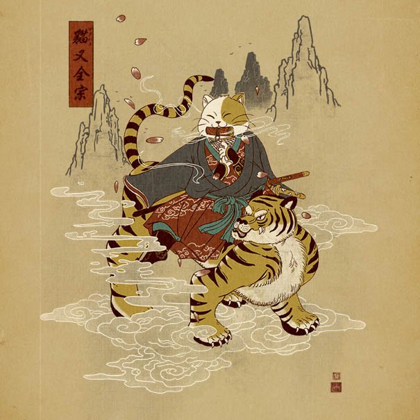 Котики в образе самураев от Уильяма Чуа