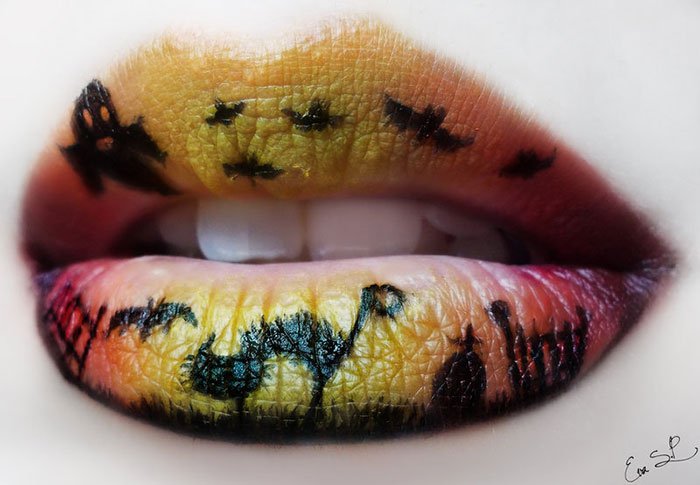 Идеи макияжа губ на Хэллоуин от Евы Пернас
