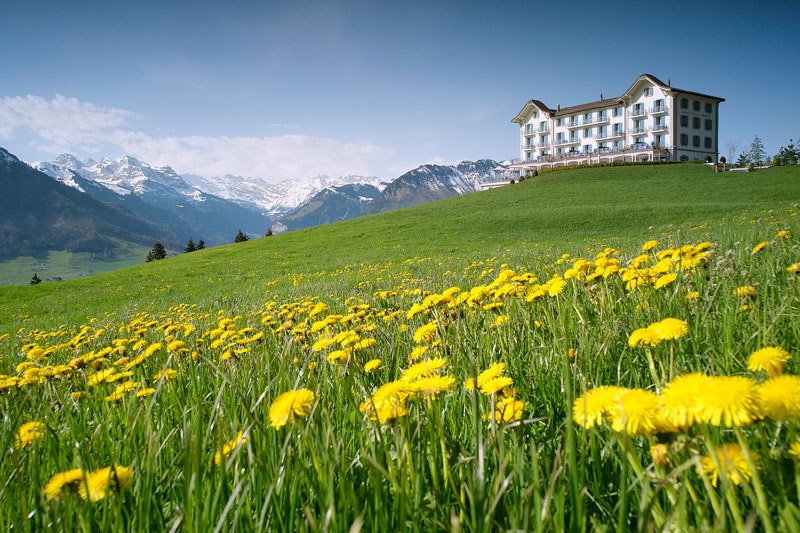 Отель с пейзажным бассейном в Швейцарских Альпах