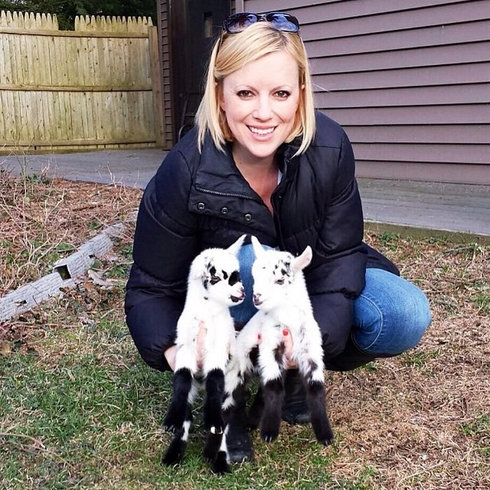 Женщина бросила работу в городе, чтобы растить осиротевших козлят