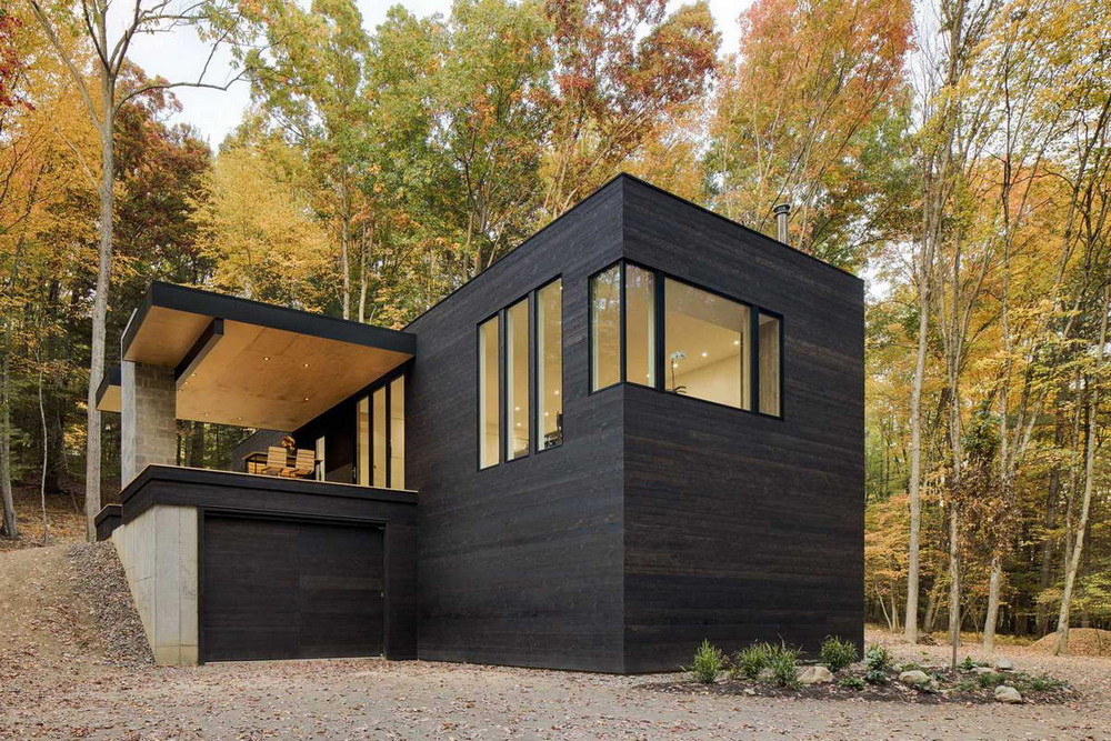 Черный дом в американском лесу