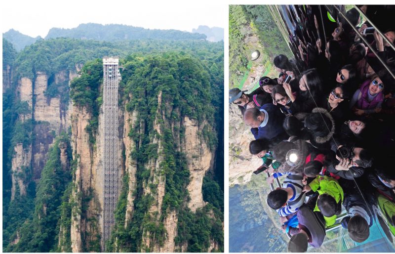 Наружный лифт поднимает посетителей на 326 метров над землей