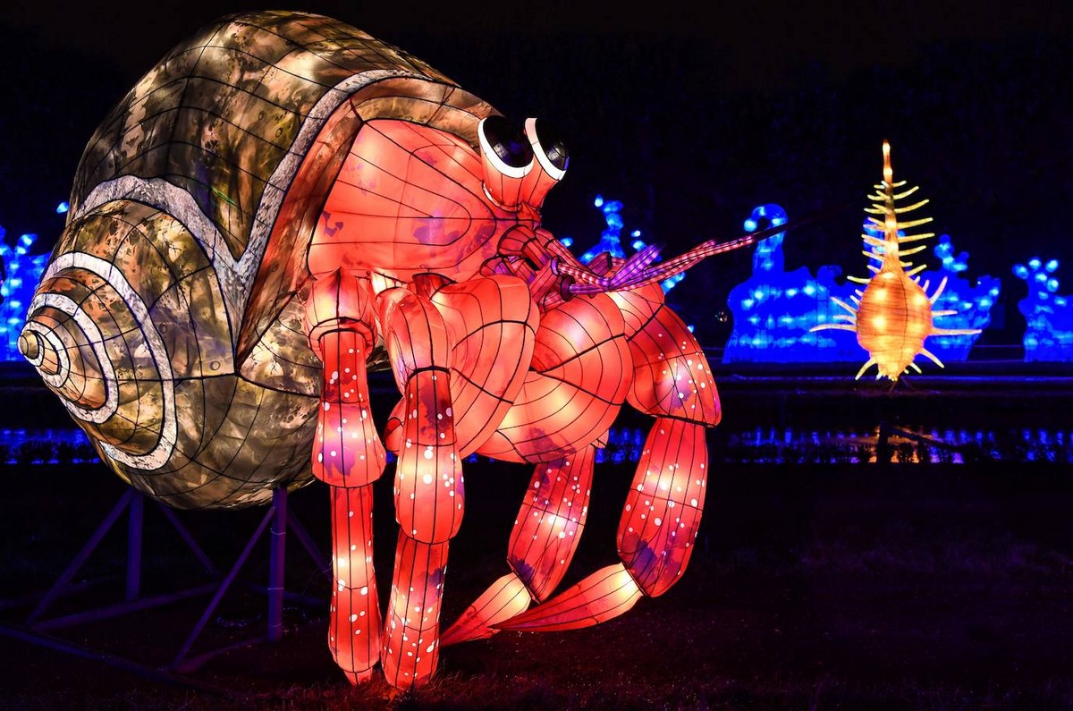 Светящиеся скульптуры на фестивале огней в Париже