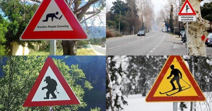 Примеры необычных дорожных знаков с разных уголков мира